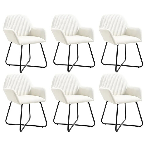 vidaXL Chaises à manger lot de 6 crème tissu