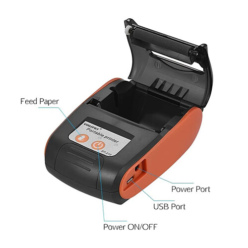 DC 12V/1A Sans Fil Bluetooth Thermique Réception Imprimante pour Windows POS Imprimante, construit-dans 1500mAh Batterie