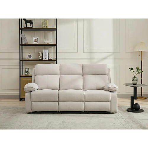 Vente-Unique Canapé 3 places relax en tissu chiné beige LANA