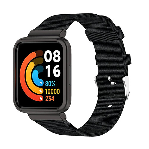 Bracelet en nylon toile respirante, noir bleu pour votre Xiaomi Redmi Watch 2