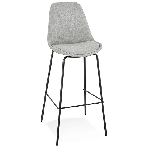 Alterego Tabouret de bar 'ALOE' en tissu gris avec pied en métal