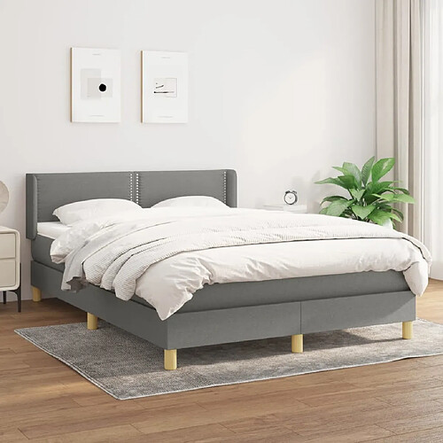 Maison Chic Lit Adulte - Lit simple Lit à sommier tapissier avec matelas moelleux - Meuble de Chambre - Gris foncé 140x190cm Tissu -MN56435