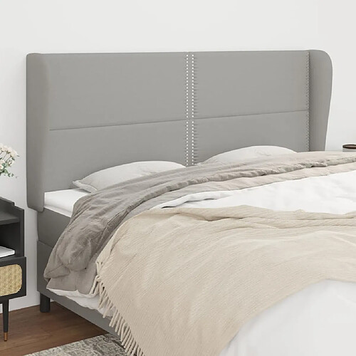 Maison Chic Tête de lit scandinave avec oreilles,meuble de chambre Gris clair 203x23x118/128 cm Tissu -MN53982