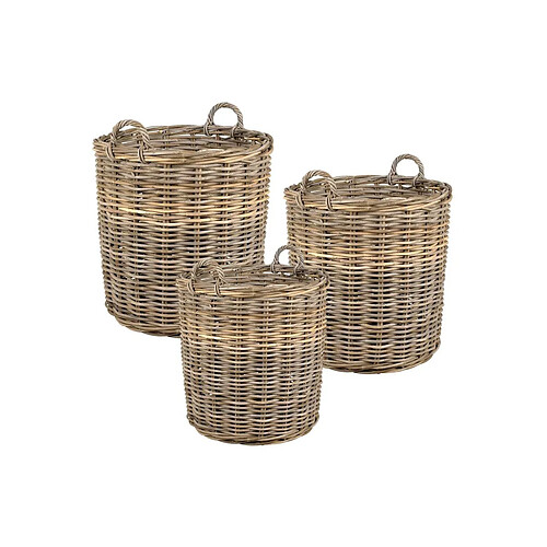 Aubry Gaspard Cache-pots hauts en poelet (Lot de 3) Naturel.