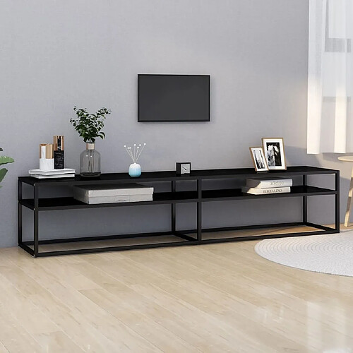 Maison Chic Meuble TV scandinave - Banc TV pour salon noir 200x40x40,5 cm verre trempé -MN79896