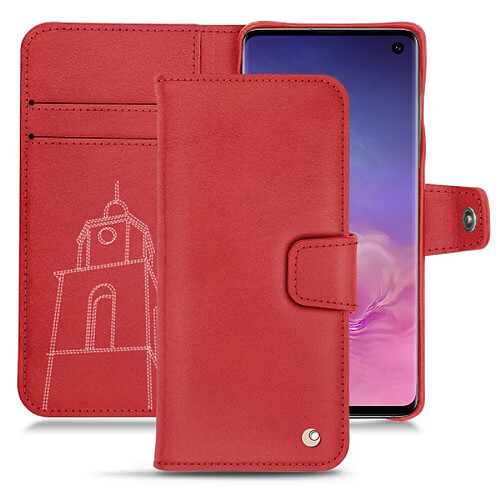 Housse cuir Samsung Galaxy S10 - Rabat portefeuille - Rouge troupelenc ( Pantone #AB191A ) - NOREVE