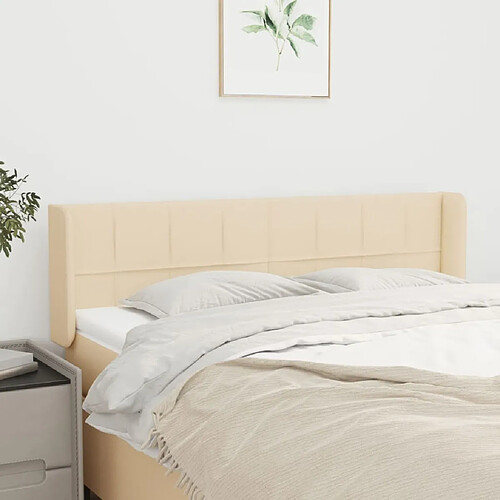 Maison Chic Tête de lit scandinave avec oreilles,meuble de chambre Crème 147x16x78/88 cm Tissu -MN74660