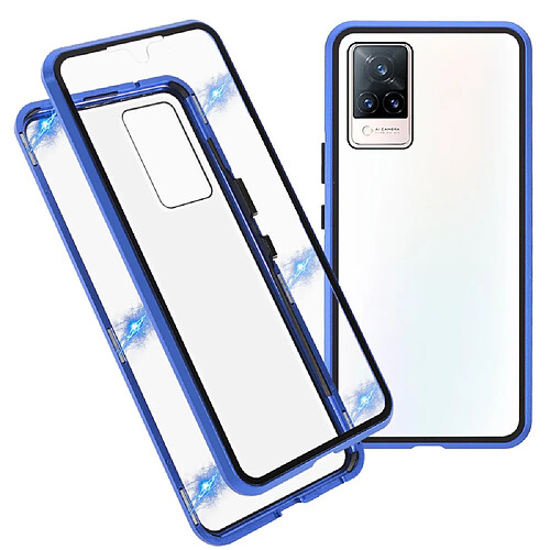 Coque en métal absorption magnétique, bleu pour votre Vivo V21 5G