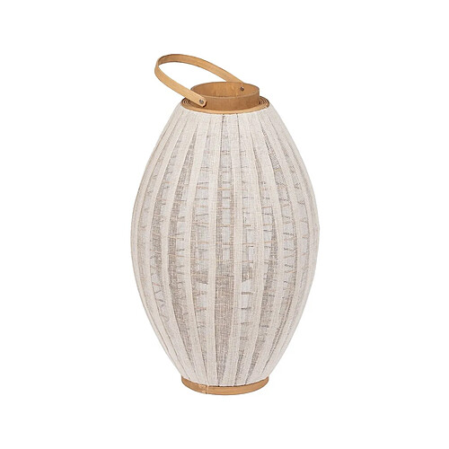 BigBuy Home Lanterne Beige Naturel Bambou Verre 36 x 36 x 56 cm