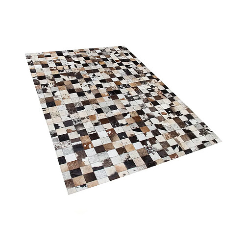 Beliani Tapis en cuir blanc et beige 140 x 200 cm CERLI