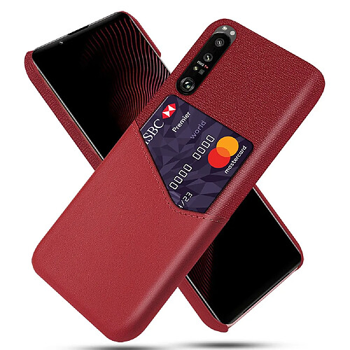 Coque en TPU + PU Conception bien protégée avec porte-carte rouge pour votre Sony Xperia 1 III