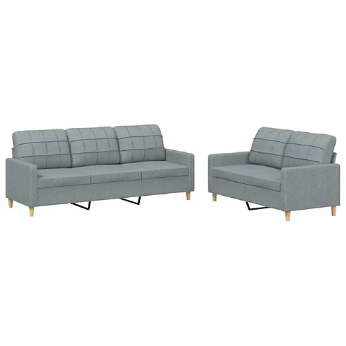 Maison Chic Ensemble de canapés 2 pcs avec coussins, Canapé droit Sofa pour Salon Gris clair Tissu -GKD434531