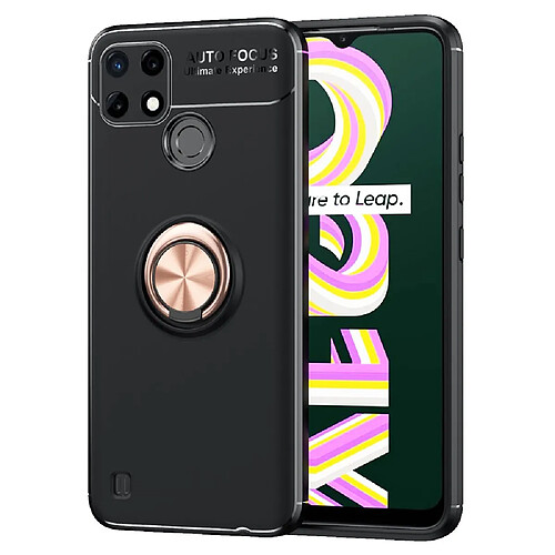 Coque en TPU Anti-empreintes, antichoc avec béquille, noir/rose or pour votre Realme C21Y