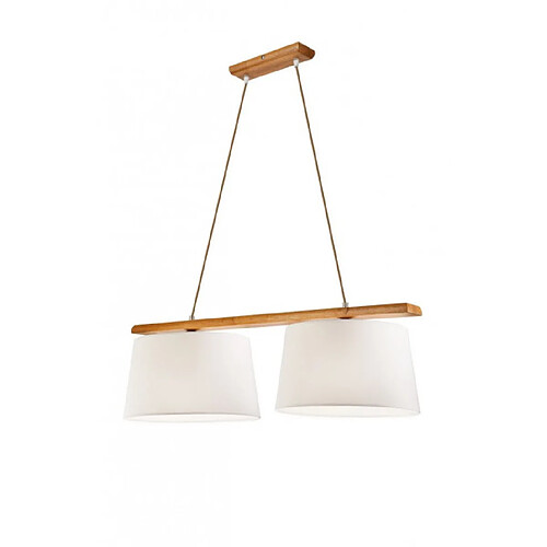 Lumière Suspension Aida Bois,acier,tissu Chêne rustique 2 ampoules 95cm