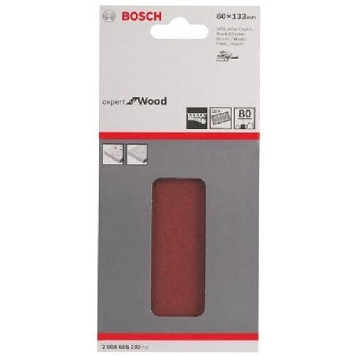 BOSCH Feuilles abrasives C430 pour ponceuse vibrante - Expert bois et peinture - 80x133mm - Grain 80