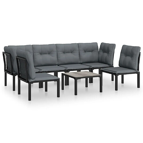 Maison Chic Salon de jardin 7 pcs - Table et chaises d'extérieur - Mobilier/Meubles de jardin Moderne noir et gris résine tressée -MN46768