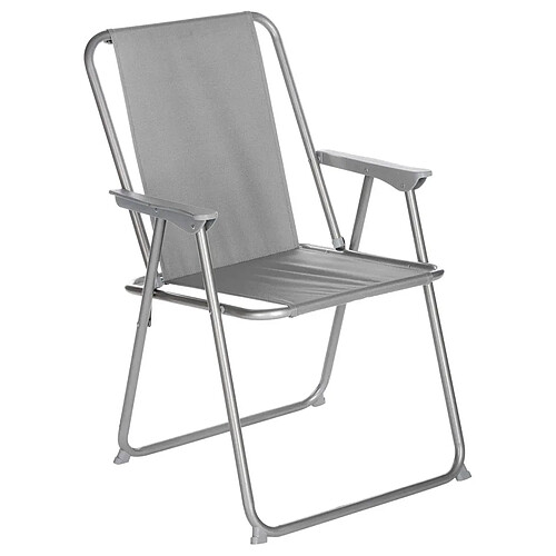 Chaise de camping pliante le picnic fauteuil en metal et textilene avec accoudoirs gris anthracite 53x55xh75cm+Sunnydays