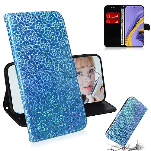 Wewoo Housse Coque Pour Galaxy A51 couleur unie boucle magnétique coloré horizontale étui en cuir PU avec titulaire et fentes cartes et portefeuille et lanière bleu