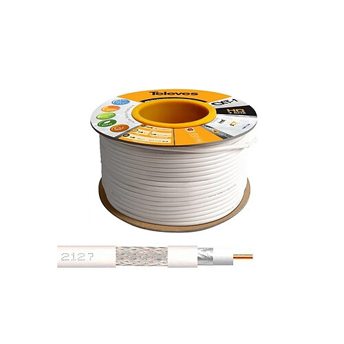 TELEVES 100M Cable Coaxial Blanc 17 VATC ClassA Televes 2127 CXT-1