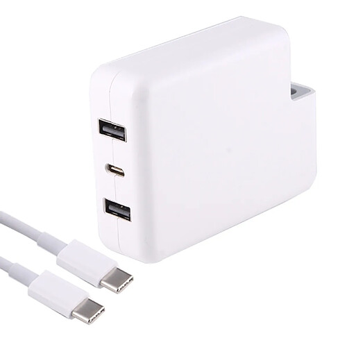 Wewoo Pour MacBook, iPhone, Galaxy, Huawei, blanc Xiaomi, LG, HTC et autres Smart Phones, Appareils rechargeables Adaptateur secteur 87W / 61W USB-C / Type-C Charge rapide avec câble USB-C / Type-C de 2m identification automatique, sans prise,