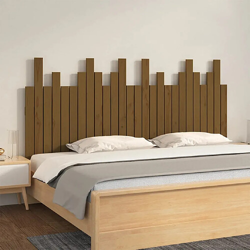 vidaXL Tête de lit murale Marron miel 166x3x80 cm Bois massif de pin