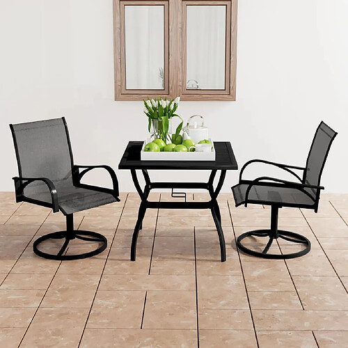 Salle à manger de jardin 3 pcs,Table et chaise à dîner Textilène et acier -MN46760