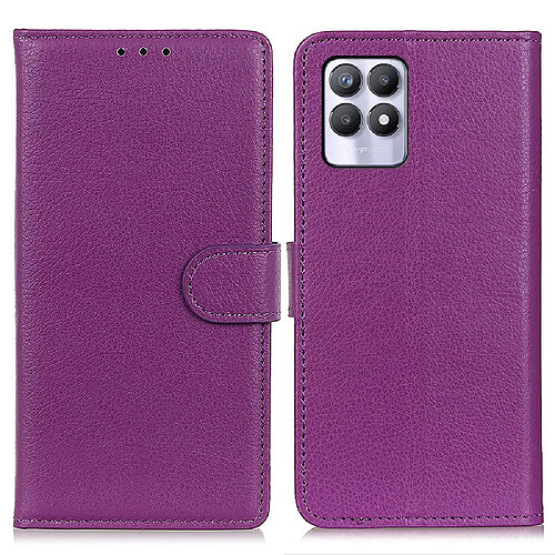 Etui en PU texture litchi avec support, violet pour votre Realme 8i