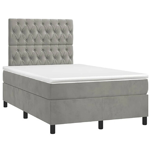 Maison Chic Lit adulte- Lit + matelas,Sommier à lattes de lit et matelas gris clair 120x190cm velours -GKD20476