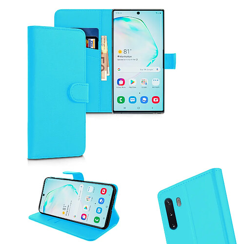 Ipomcase Coque Etui Housse de protection Portefeuille pour Samsung Galaxy NOTE 10 -Turquoise