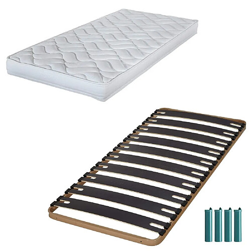 Ebac Matelas mousse + Sommier métal C310 90x190 Melissa - Hauteur 13 cm - Soutien ferme