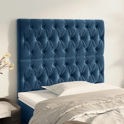 vidaXL Têtes de lit 2 pcs Bleu foncé 100x7x78/88 cm Velours