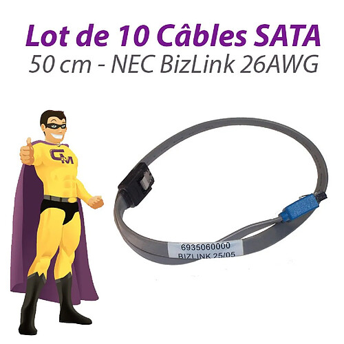 Lot x10 Câbles SATA NEC BizLink 6935060000 26AWG PowerMate VL350 50cm Gris · Occasion