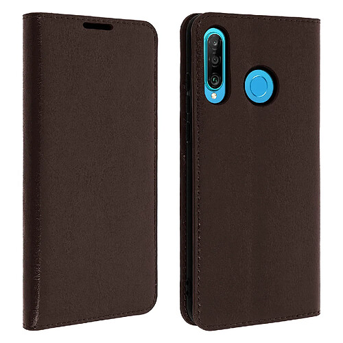 Avizar Étui Huawei P30 Lite Housse Folio Cuir Support Vidéo Marron