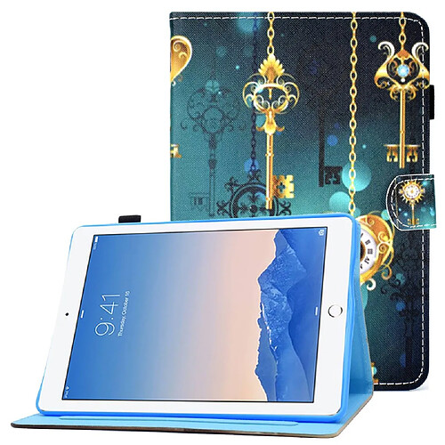 Etui en PU motif de couture avec support et porte-carte pour votre iPad Air (2013)/Air 2/9.7-pouces (2017)/(2018) - Horloge ancienne