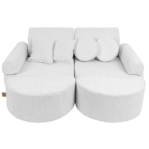 MeowBaby Pocket Sofa Max, 120x25x90cm, Boucle, Blanc