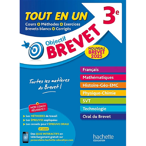 Tout en un 3e : nouveau brevet 2025 : toutes les matières du brevet ! · Occasion