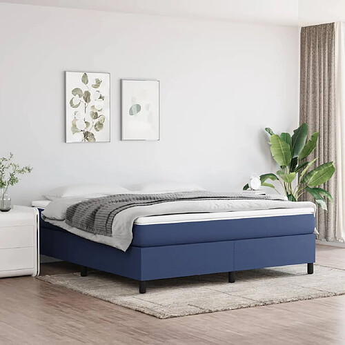 vidaXL Cadre de lit sans matelas bleu 160x200 cm tissu