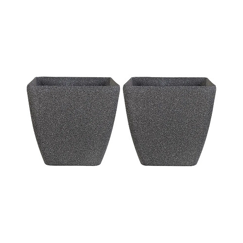 Beliani Lot de 2 cache-pots gris 49 x 49 x 49 cm ZELI