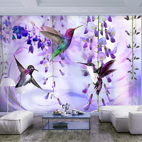 Artgeist Papier peint - Flying Hummingbirds (Violet) [200x140]