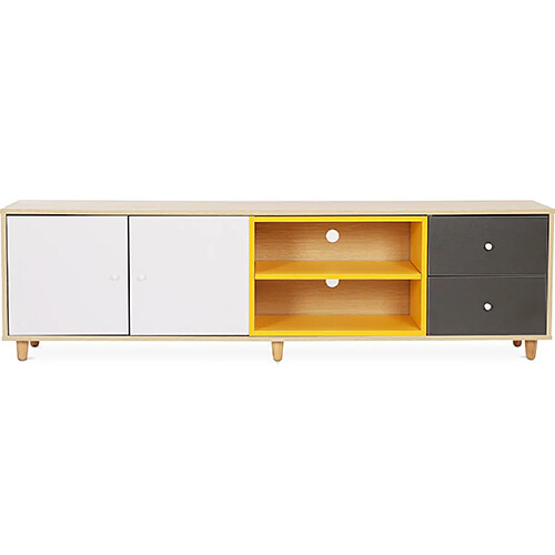 ICONIK INTERIOR Meuble TV en Bois - Design Scandinave - Bena Multicolore