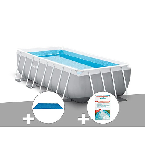 Kit piscine tubulaire Intex Prism Frame rectangulaire 4,00 x 2,00 x 1,00 m + Bâche à bulles + Kit de traitement au chlore