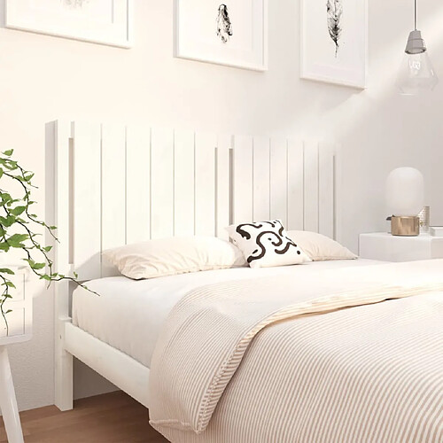 Maison Chic Tête de lit scandinave pour lit adulte,Meuble de chambre Blanc 145,5x4x100 cm Bois massif de pin -MN69950