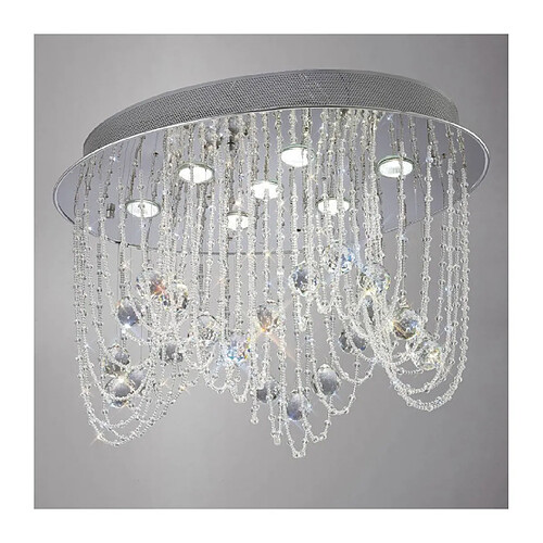 Luminaire Center Plafonnier Camilla ovale 7 Ampoules chrome poli/cristal