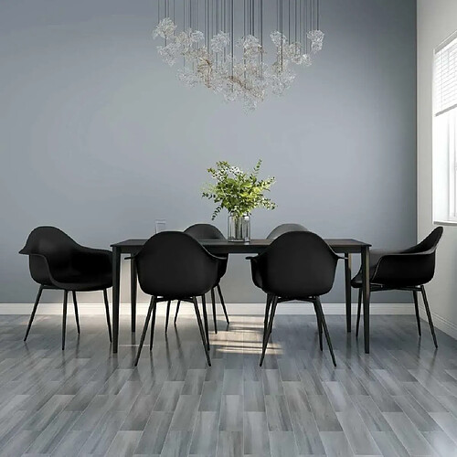 Maison Chic Lot de 6 Chaises à manger,Chaise pour cuisine noir PP -MN45921