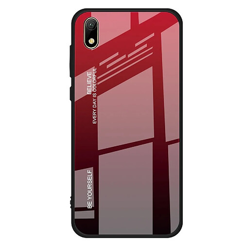 Wewoo Coque Pour Huawei Y5 2019 étui en verre de couleur dégradée rouge