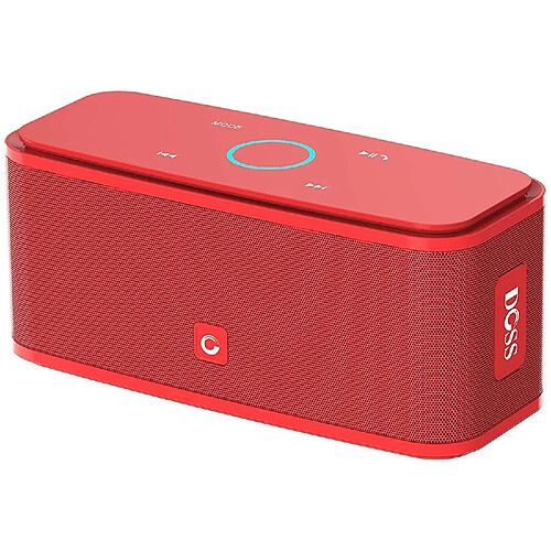 Chrono DOSS Bluetooth Enceinte, Haut Parleur Bluetooth sans Fil, Commande Tactile et Définition Stéréo, Mains Libres, 15 Heures d’Autonomie en Lecture, Enceintes pour Phone, Tablette et TV,Rouge