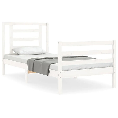 Maison Chic Cadre/structure de lit avec tête de lit pour adulte - Lit Moderne Chambre blanc petit simple bois massif -MN77842