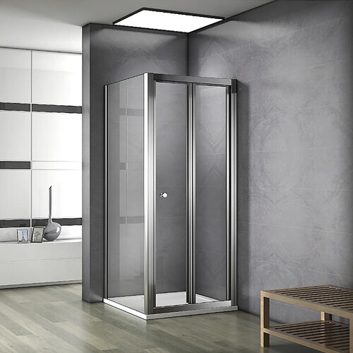 Cabine de douche 90x70x185cm porte de douche pliante en verre securitavec une paroi de douche de 70cm