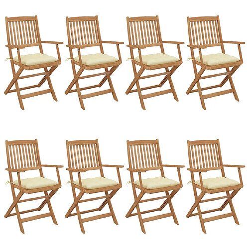 vidaXL Chaises pliables de jardin lot de 8 avec coussins Bois d'acacia