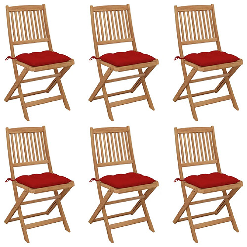 vidaXL Chaises pliables de jardin lot de 6 avec coussins Bois d'acacia